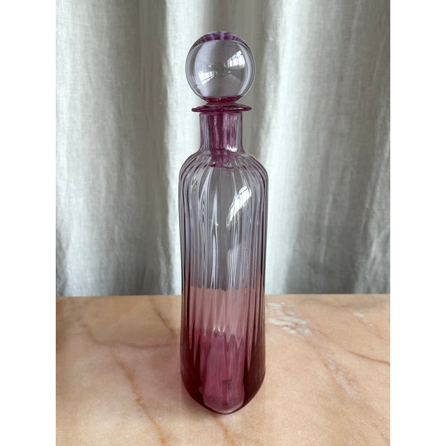 Mid-Century Modern Mid-Century Modern Pink Murano Glass Decanter Bottle by Carlo Moretti, Italy, 1970s For Sale - Image 3 of 12