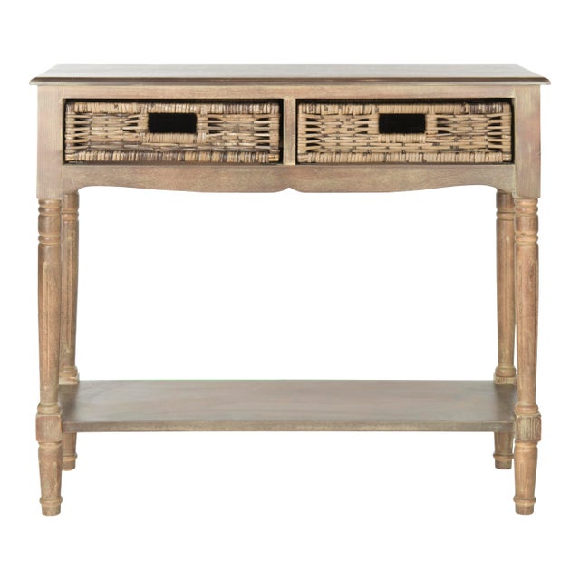 2 Drawer Console in Washed Natural Pine For Sale