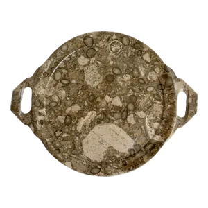 Mid 20th Century Natural Fossilized Stone Serving Display Tray