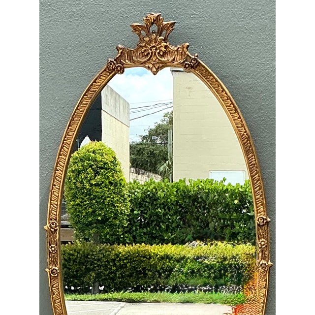 Mid 20th Century Vintage Rococo Style Gold Frame Mirror For Sale - Image 5 of 12