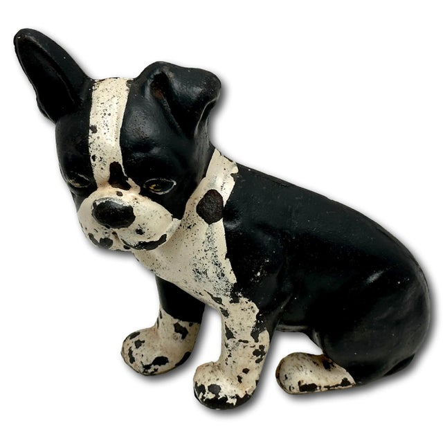 This Really is a Great Looking - Very Hard to Find "Wedge" Type Vintage Cast Iron Dog Doorstop. Circa Approx. 1930s. The...
