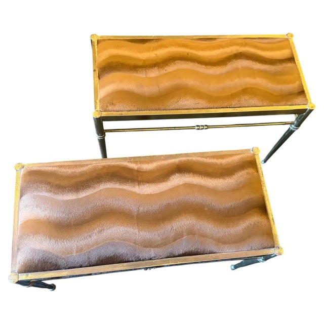 Reflecting the refined elegance of 1950s Italian Mid-Century Modern design, this pair of rectangular stools is a testament...