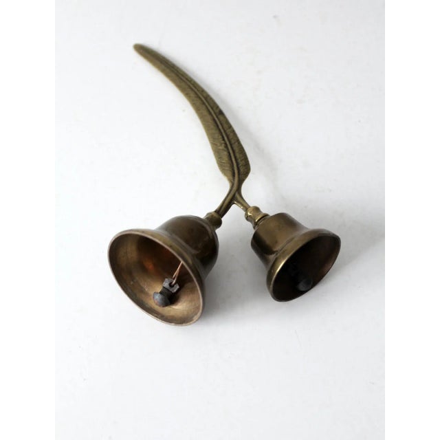 Gold Vintage English Brass Double Bell For Sale - Image 8 of 13