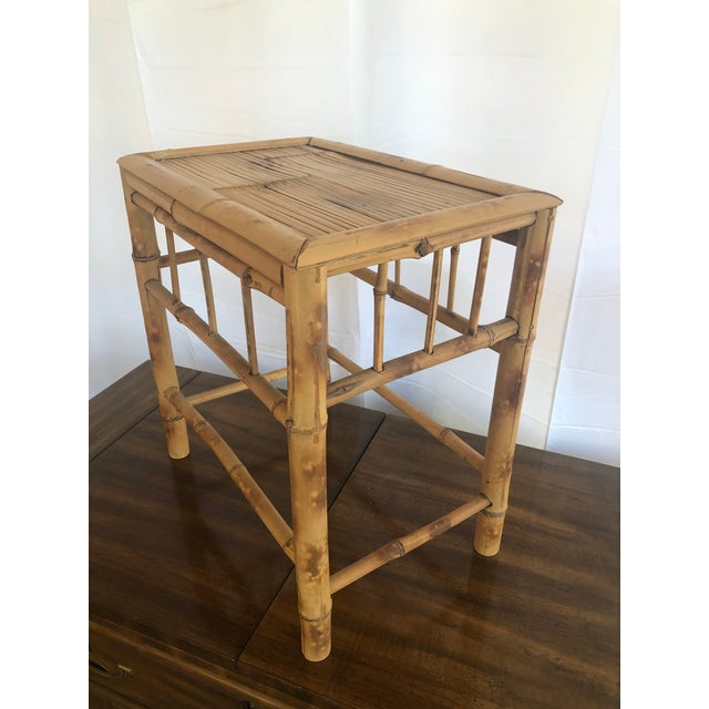 Vintage Bamboo Side Table in Tortoise Style Finish Chairish