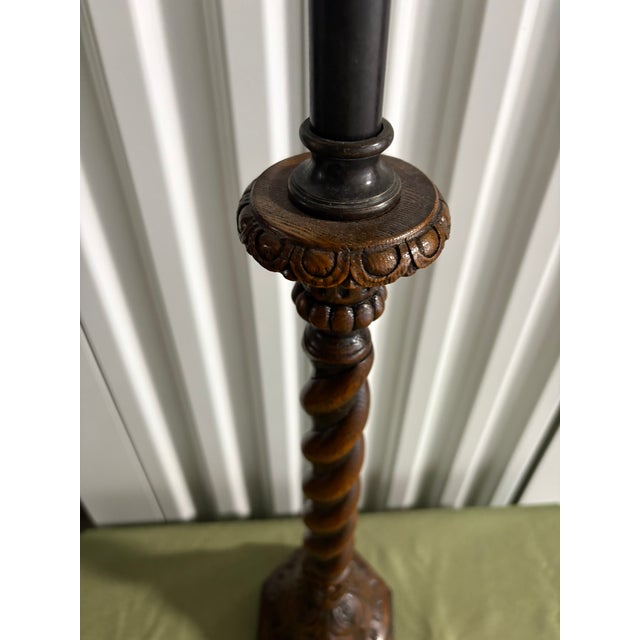 Barley Twist Wood Lamp, 20th Century For Sale - Image 4 of 6