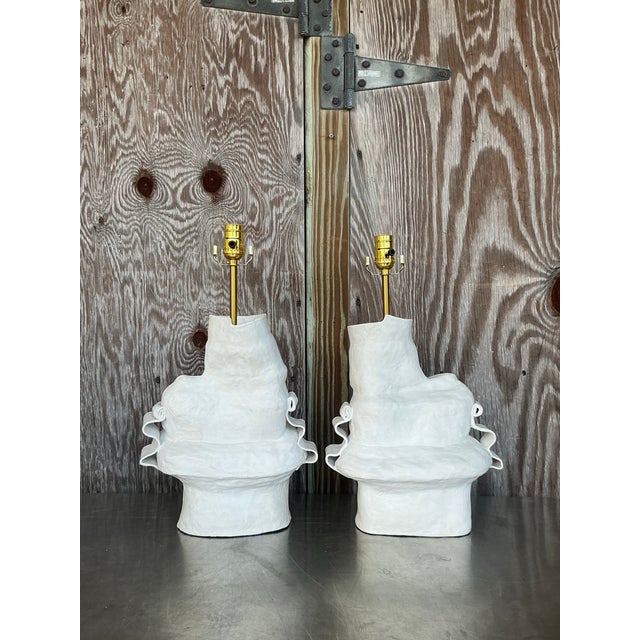 Early 21st Century Vintage Boho Original Ursula Schwartz Studio Pottery Lamps - -a Pair For Sale - Image 5 of 12
