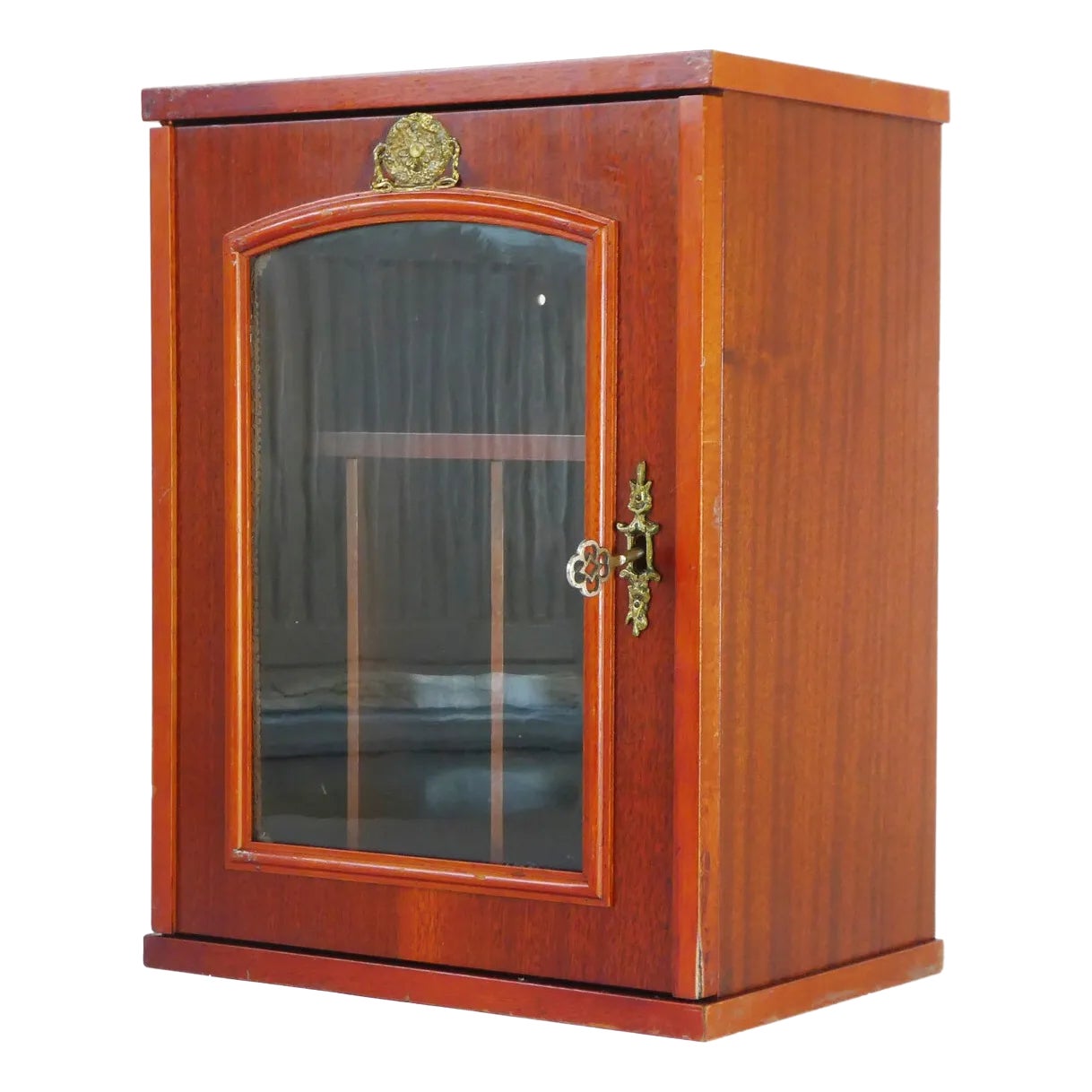 English Mahogany Wooden Cabinet with Glass Door with Lock and Key ...