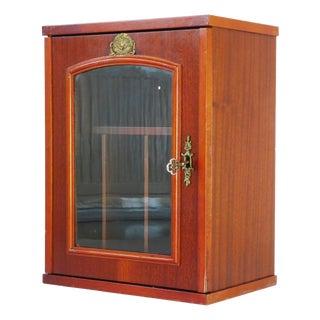 English Mahogany Wooden Cabinet with Glass Door with Lock and Key For Sale