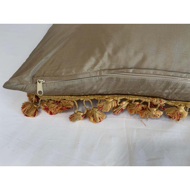 French Aubusson Style Tapestry Pillow with Silk Velvet Backing For Sale - Image 15 of 15