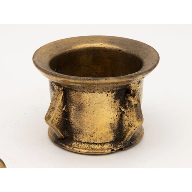 Metal Antique Vintage Brass Mortar and Pestle For Sale - Image 7 of 9