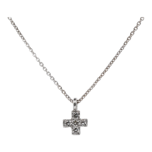18k(750) White Gold Natural Diamond Cross Pendant Necklace With Chain