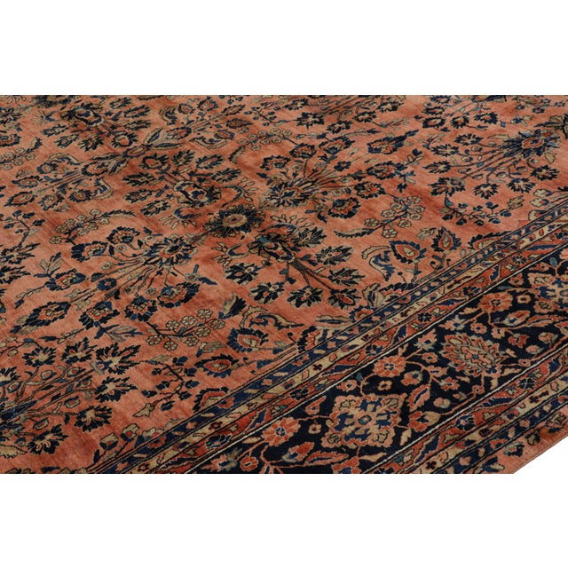 Textile Antique Oversized Sarouk Persian Rug in Pink With Floral Patterns | Rug & Kilim For Sale - Image 7 of 9