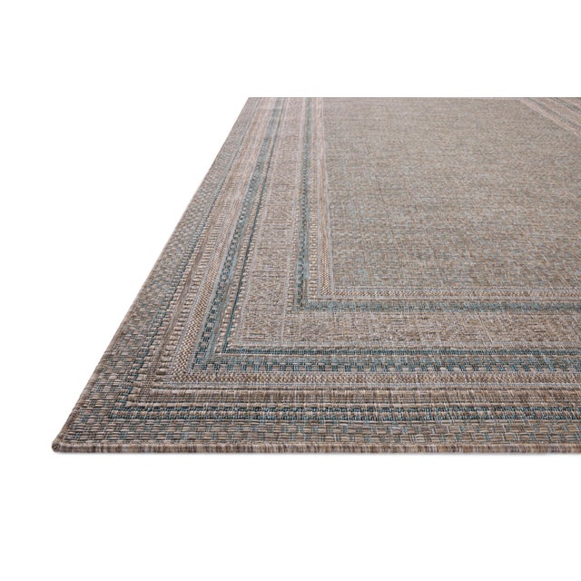 Transitional Amber Lewis x Loloi Topanga Natural / Teal 18" x 18" Sample Rug For Sale - Image 3 of 6