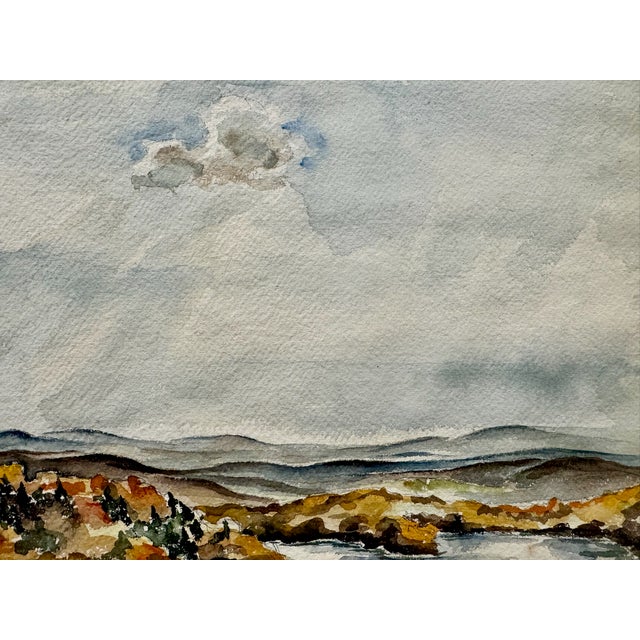 Rustic Henry Emil Salloch Original Watercolor on Paper Impressionist Lake Landscape. For Sale - Image 3 of 5