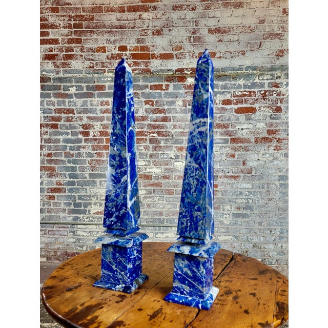 Pair of 1920s Vintage Lapis Lazuli Obelisks Dimensions : High 23" Width 4 x 4" A beautiful piece that will add to your décor!