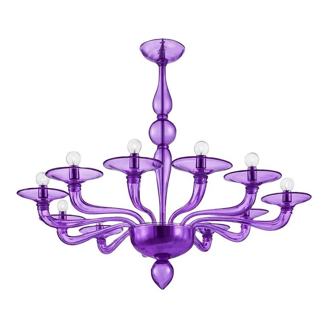Purple Italian Violet Murano Style Glass Chandelier by Simoeng For Sale - Image 8 of 8