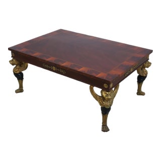 Kindel Neoclassical Winged Griffin Mahogany Coffee Table For Sale