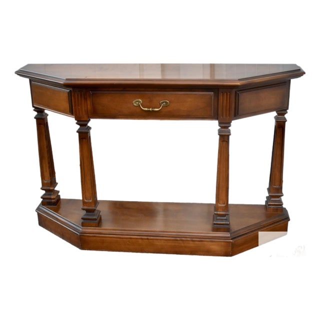 Vintage Ethan Allen Cherry Wood Console Table Entryway Sofa 1 Drawer For Sale