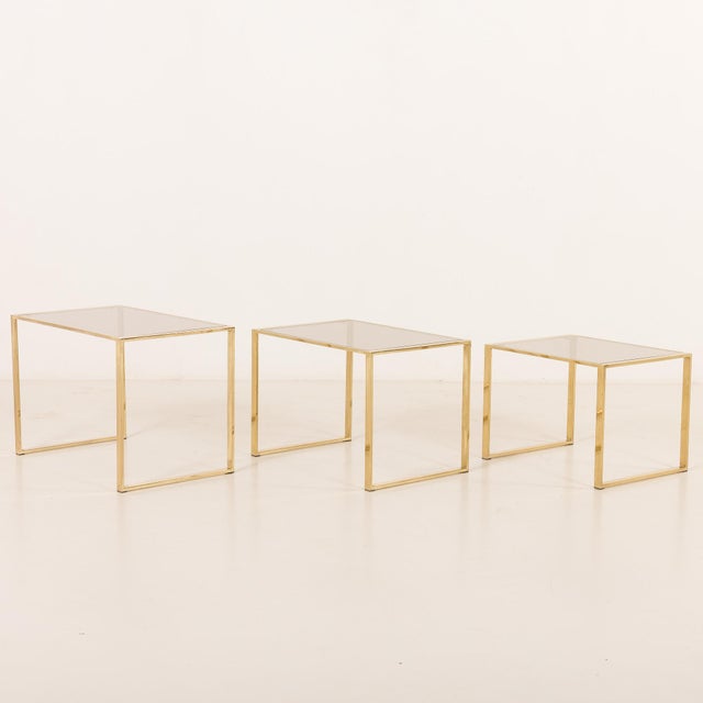 1970s Vintage Brass Nesting Tables, Italy, 1970s, Set of 3 For Sale - Image 5 of 12