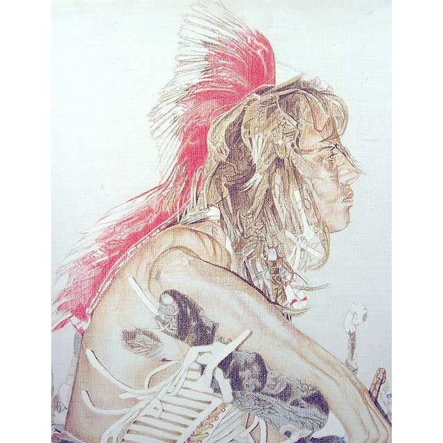 "Indian Dancer" Original Prismacolor Drawing on Canvas by David Ramos Hand Signed by the artist Original Prismacolor...