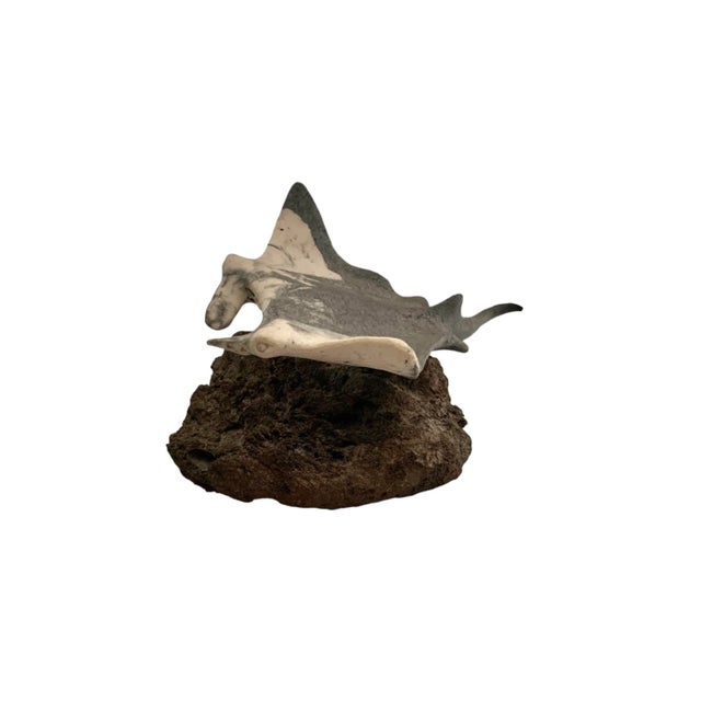 Late 20th Century Late 20th Century Nautical Stone Stingray Sculpture on Lava Rock, Signed & Numbered, 12.5"w For Sale - Image 5 of 11