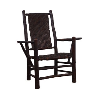 Old Hickory Antique Rustic Drop Side Student Armchair For Sale