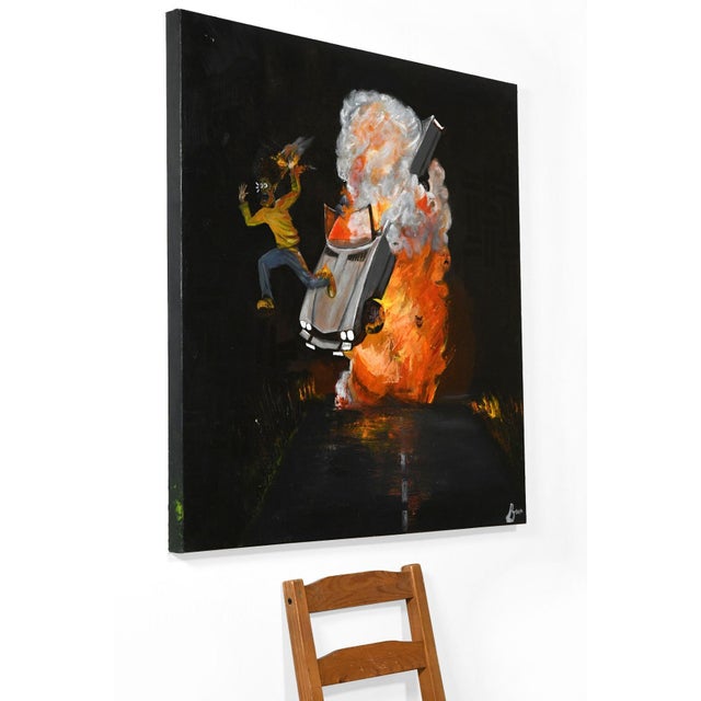 Modern Fear, Surrealism, Seromo Okoro (2025) Acrylic and Oil on Canvas For Sale - Image 3 of 3