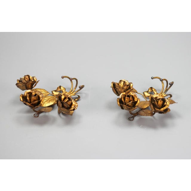 Italian Gilt Metal Rose Coat Hooks, 1960s, Set of 2 For Sale - Image 10 of 18