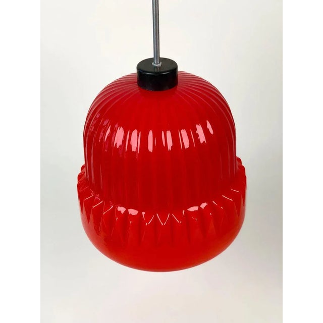 1960s Modern Red Glass Globe Pendant Lamp, 1960s For Sale - Image 5 of 8