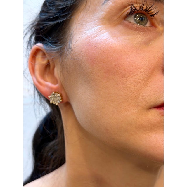 1.8 Carat, Cluster Stud Earrings 18 Karat Yellow Gold , Great Value 5.3 Gm For Sale - Image 12 of 18