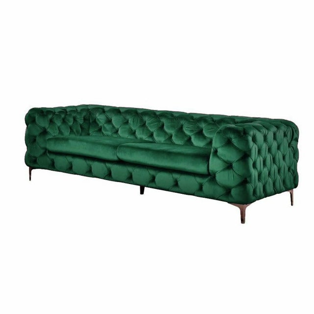 Chester Three-Seater Sofa in Green Velvet by Europa Antiques For Sale - Image 4 of 5