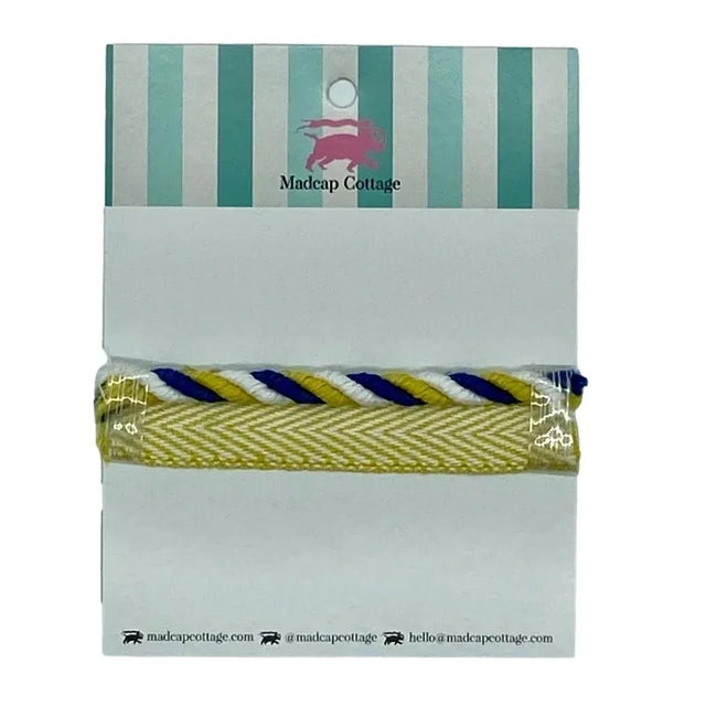 Knot’s Landing, gorgeous ¼” cord with flange trim sample crafted of performance yarn and made in America Care...