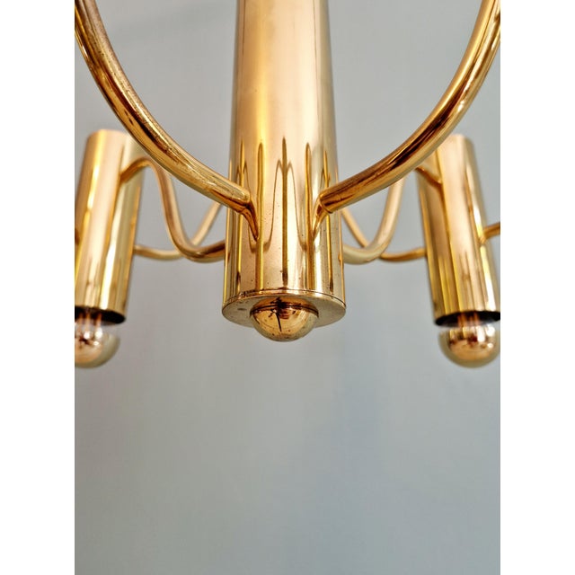 1970s Tubular Brass Chandelier by Gaetano Sciolari for Boulanger, 1970s For Sale - Image 5 of 13