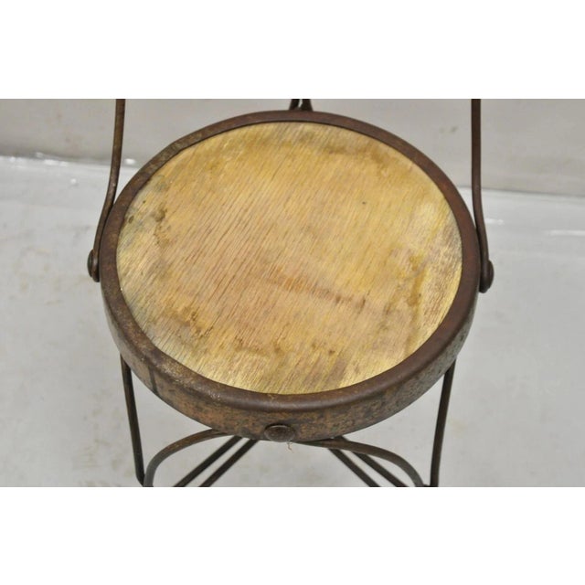 Antique Victorian Twisted Wire Wooden Seat Small Child's Ice Cream Parlor Chair For Sale In Philadelphia - Image 6 of 10