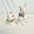 Bubble Gum Mid-Century Trompe L’Oeil Hollywood Regency Majolica Bunny Creamer and Sugar Bowl - A Pair, Easter For Sale - Image 8 of 11