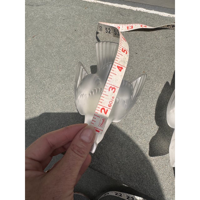 1990s Lalique Frosted Crystal Sparrow Bird Figurines- Set of 2 For Sale - Image 11 of 12