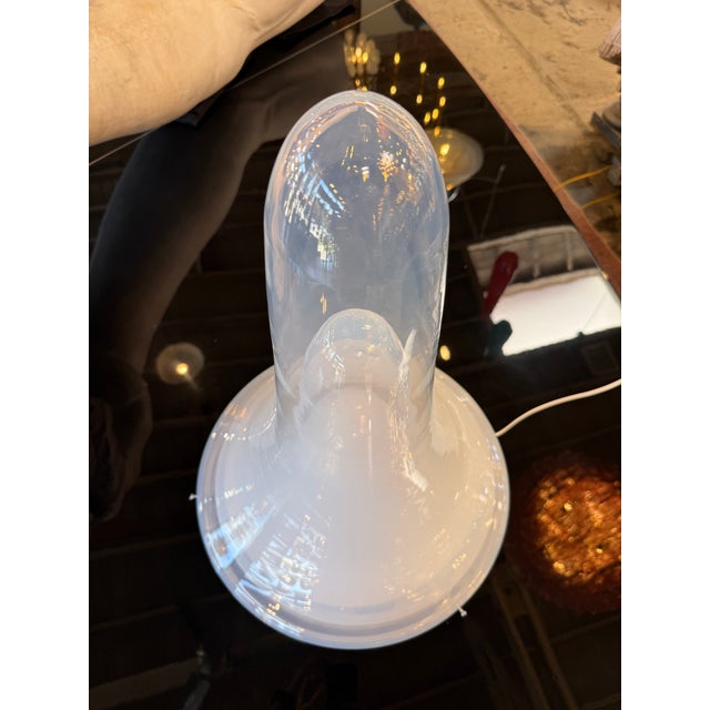 Antique White 1970s Carlo Nason Ls144 Murano Glass Table Lamp for Mazzega, Italy For Sale - Image 8 of 11