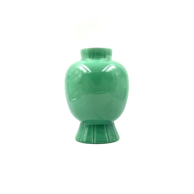 Art Deco green ceramic vase Paul Millet, Sevres France 1930s ceramic Marked PM Sevres 30 cm H x 21 cm diam. Conditions:...