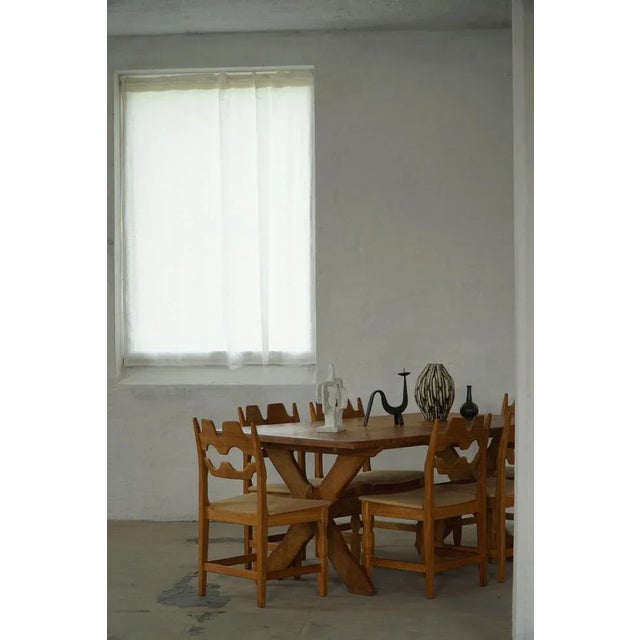 Mid-Century Modern Chairs in Oak & Hessian attributed to Henning Kjærnulf, 1950s, Set of 6 For Sale - Image 18 of 18