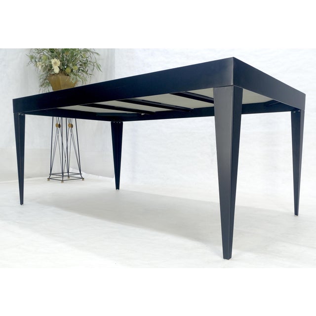Mid-Century Modern Late 20th Century Rectangle Steel Angle Frame Art Tile Top Dining Table MINT For Sale - Image 3 of 14