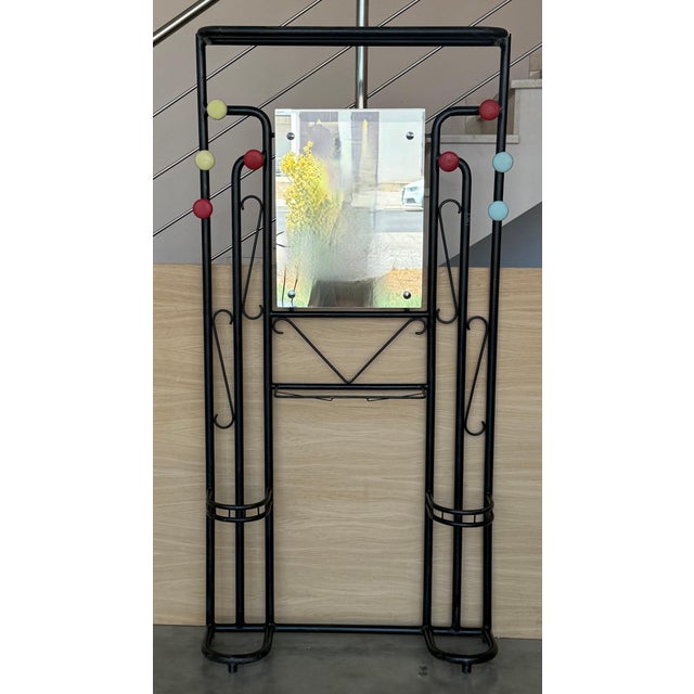 Black Wardrobe-Style Art Deco Hall Stand in Iron, France 1940s For Sale - Image 16 of 18