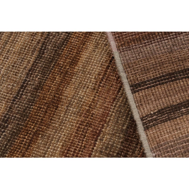 Textile Rug & Kilim’s Modern Textural Rug in Beige-Brown and Umber Stripes and Striae For Sale - Image 7 of 7