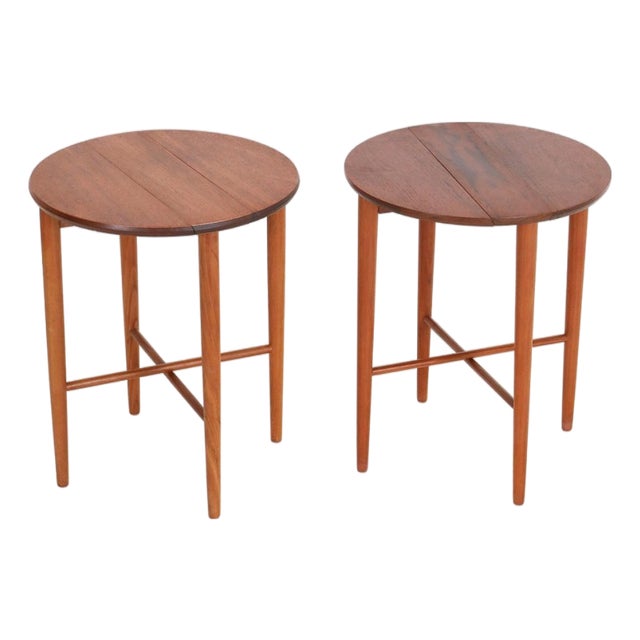 Danish Teak Folding Side Tables attributed to Carlo Jensen for Poul Hundevad, 1960s, Set of 2 For Sale