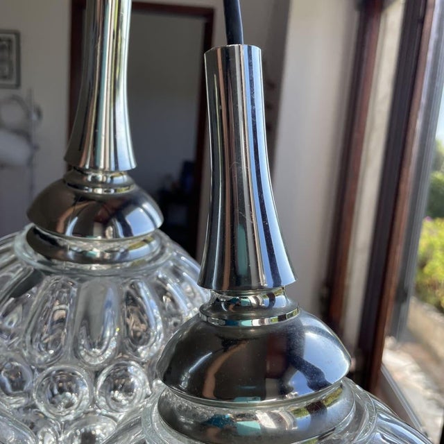 Mid-Century Space Age German Cascading Glass Three Lights Chandelier by Hustadt-Leuchten, 1960s For Sale - Image 13 of 17