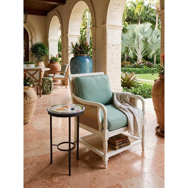 Mediterranean Style Hand-Painted Ceramic and Wrought Iron Coastal Martini Table For Sale - Image 9 of 12