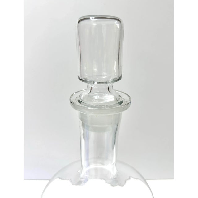 1950s Vintage Etched Sailing Ship Glass Decanter With Cobalt Nautical Bar Bowl For Sale - Image 5 of 9