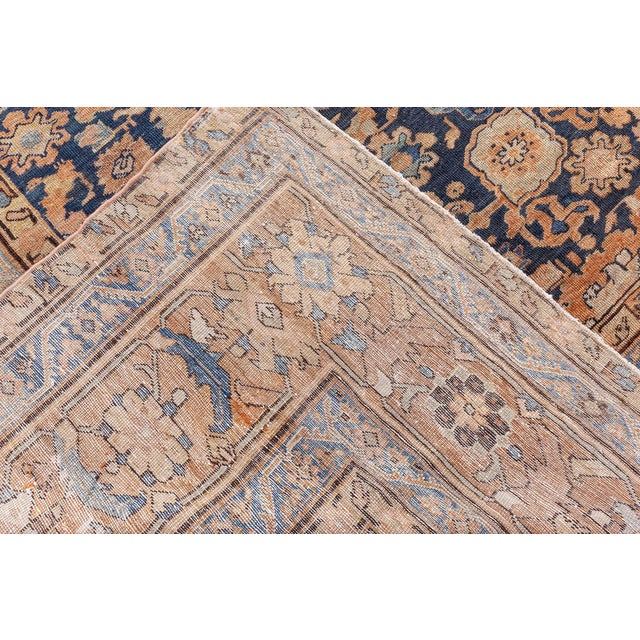 Late 19th Century 19th Century Persian Sultanabad Blue, Brown Handmade Wool Rug For Sale - Image 5 of 6