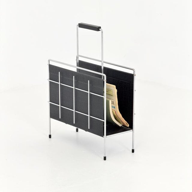 Black Mid-Century Modern Bauhaus LP & Magazine Rack by Erik Höglund, Sweden, 1960s For Sale - Image 8 of 11