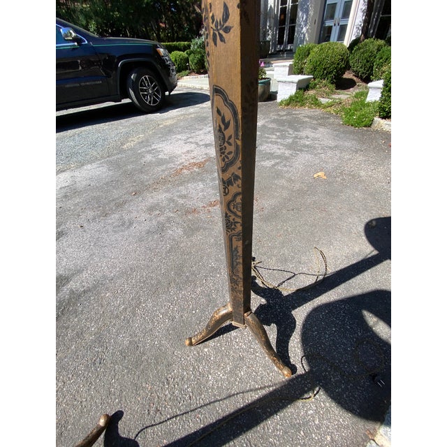 Early 20th Century Pair of Chinoiserie Floor Lamps With Silk Shades For Sale - Image 9 of 12