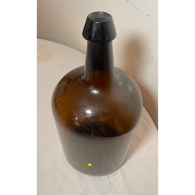 19th Century Large Rare Antique 1800's Hand Blown Green Glass Demijohn Carboy Wine Bottle Jar For Sale - Image 5 of 7